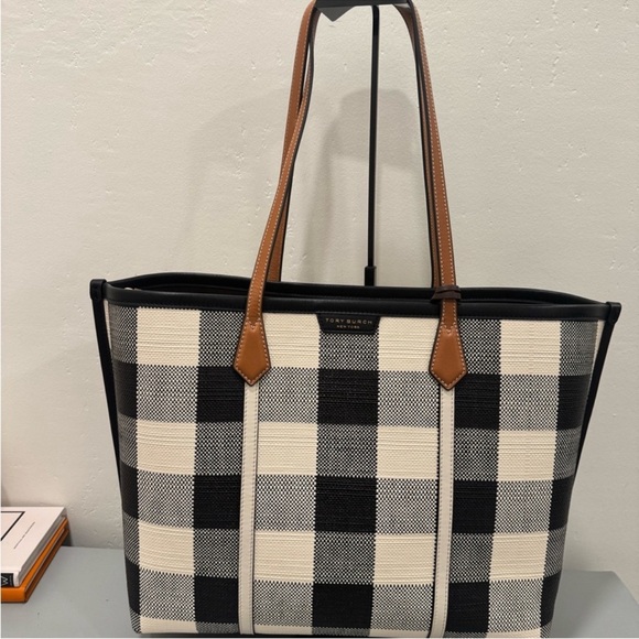 Tory Burch Handbags - Tory Burch Perry Gingham Triple-Compartment Tote Bag
